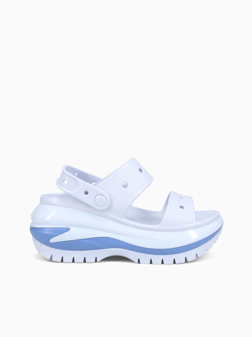 CROCS White and Light Blue Platform Sandal